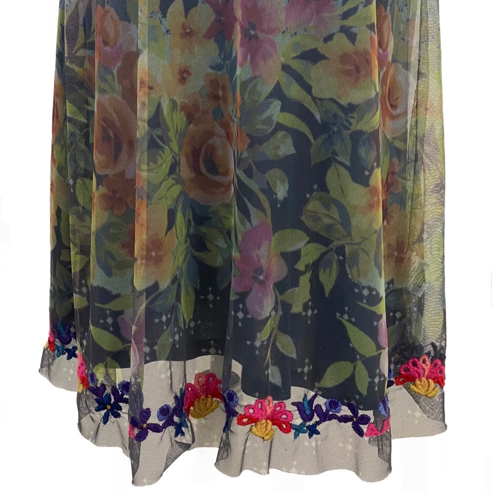 Johnny Was Rhandi Embroidered Printed Mesh Dress - Picture 6 of 13